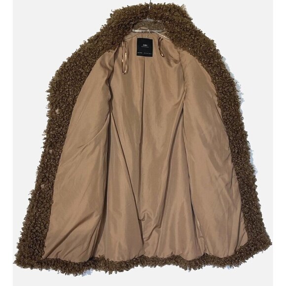 New Zara Outerwear Brown Fluffy Teddy Bear Curly Faux Fur Jacket Coat - Picture 9 of 12